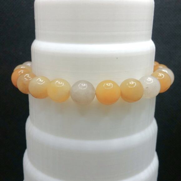 Gemstone Bracelet Yellow Topaz Jade 8mm Beaded Handmade Stretch Natural NEW - Picture 8 of 13